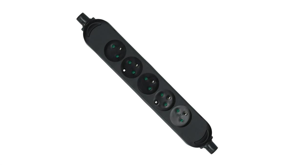JONEX Listwa zasilająca na 5 gniazd 2P+Z czarna BASIC PRO (na kabel)