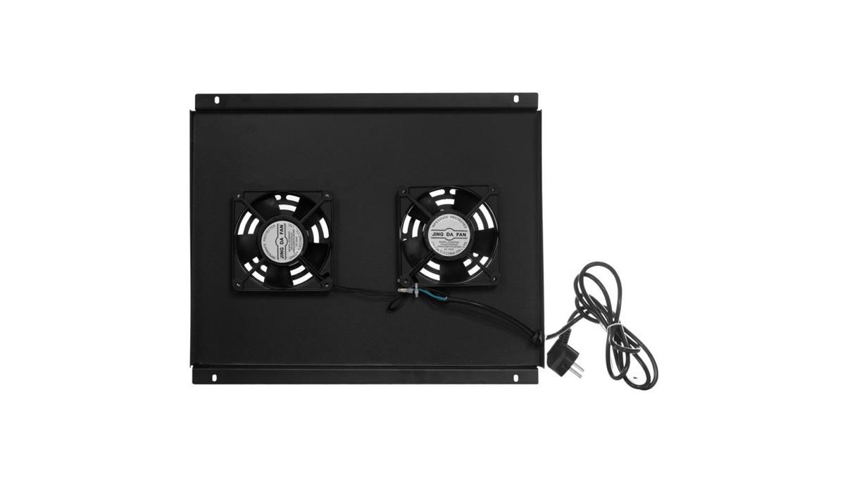 Neku Panel 2x wentylator RACK 19 do szaf 600x600 podsufitowy czarny 420x345mm FLR