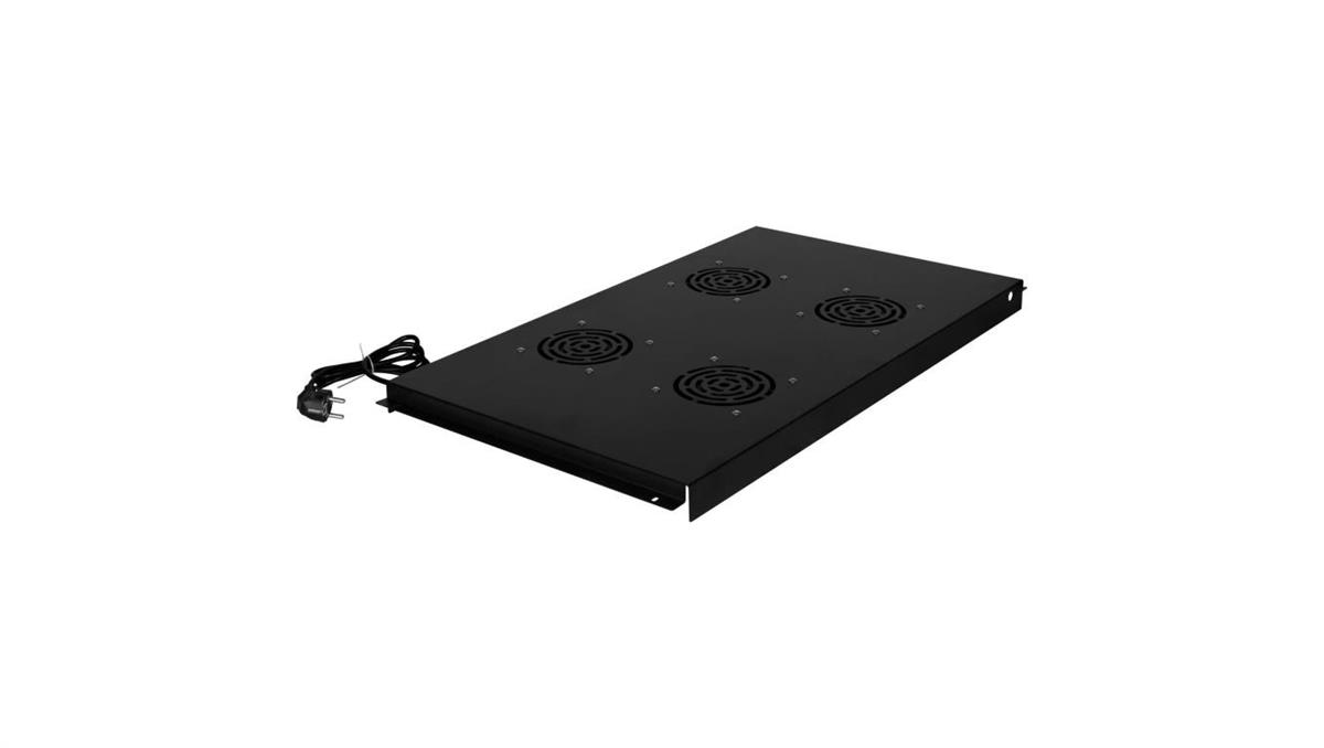 Panel 4x wentylator RACK 19 do szaf 600x1000 podsufitowy czarny 420x745mm NEKU FLR