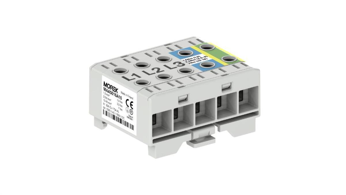 Weidmüller Złączka OTL16-5x szary, niebi, żół-ziel 5x1xAl/Cu 1,5-16mm 1000V AC/1500V DC Zacisk uniwersalny mocowanie na szynę MAA5016A10