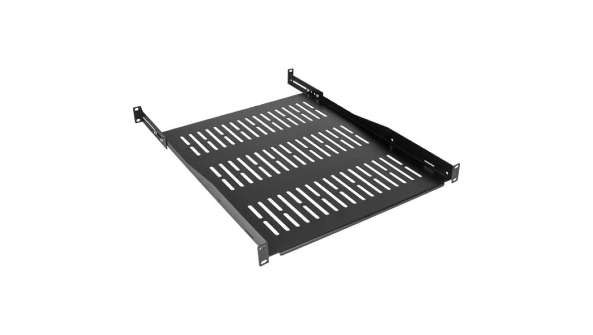 Półka regulowana do szafy RACK 19 1U 550mm (650mm) czarna NEKU