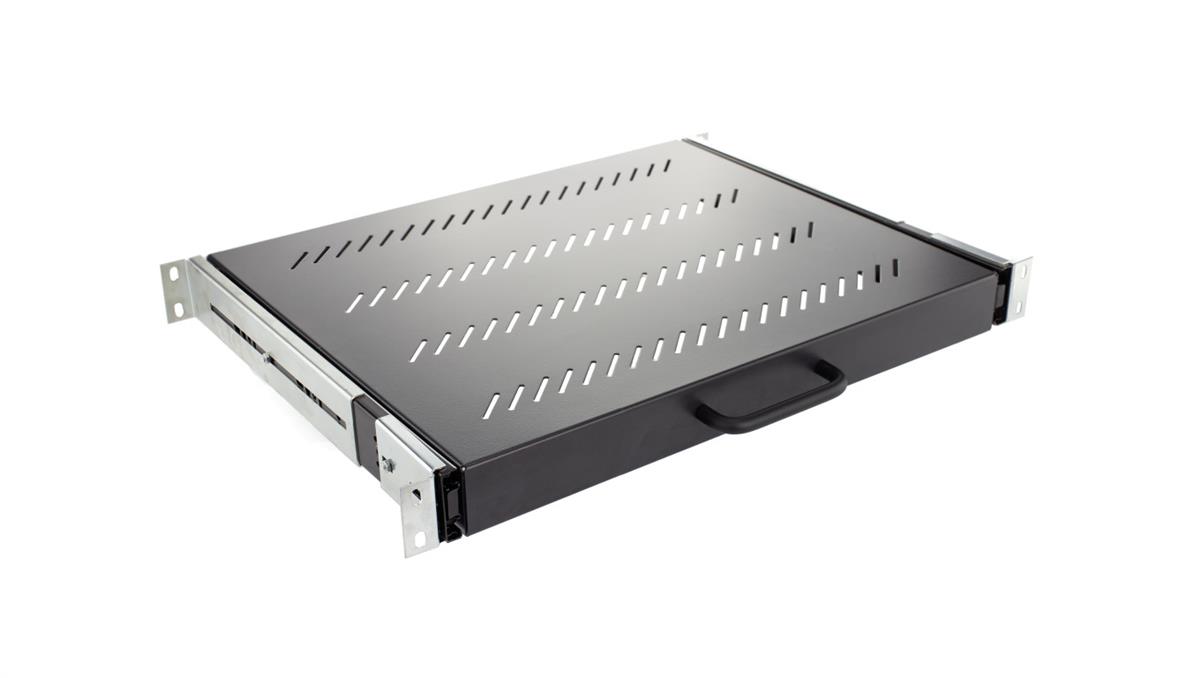 Półka wysuwana do szafy RACK 19 cali 1U 350mm z uchwytem grafit NEKU