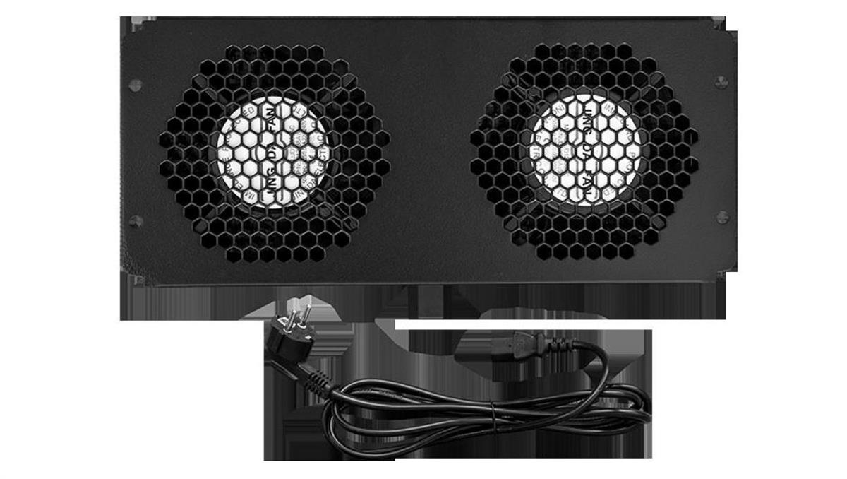 Panel 2x wentylator RACK 19 podsufitowy czarny TOTEN