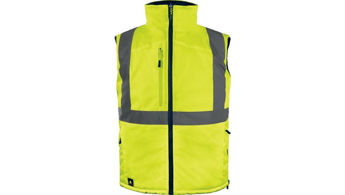 Kamizelka ocieplana, ostrzegawcza, dwustronna z poliestru Oxford, kl.2, kolor Żółty Fluo-Granatowy, rozmiar: M, FIDJ3HVJATM
