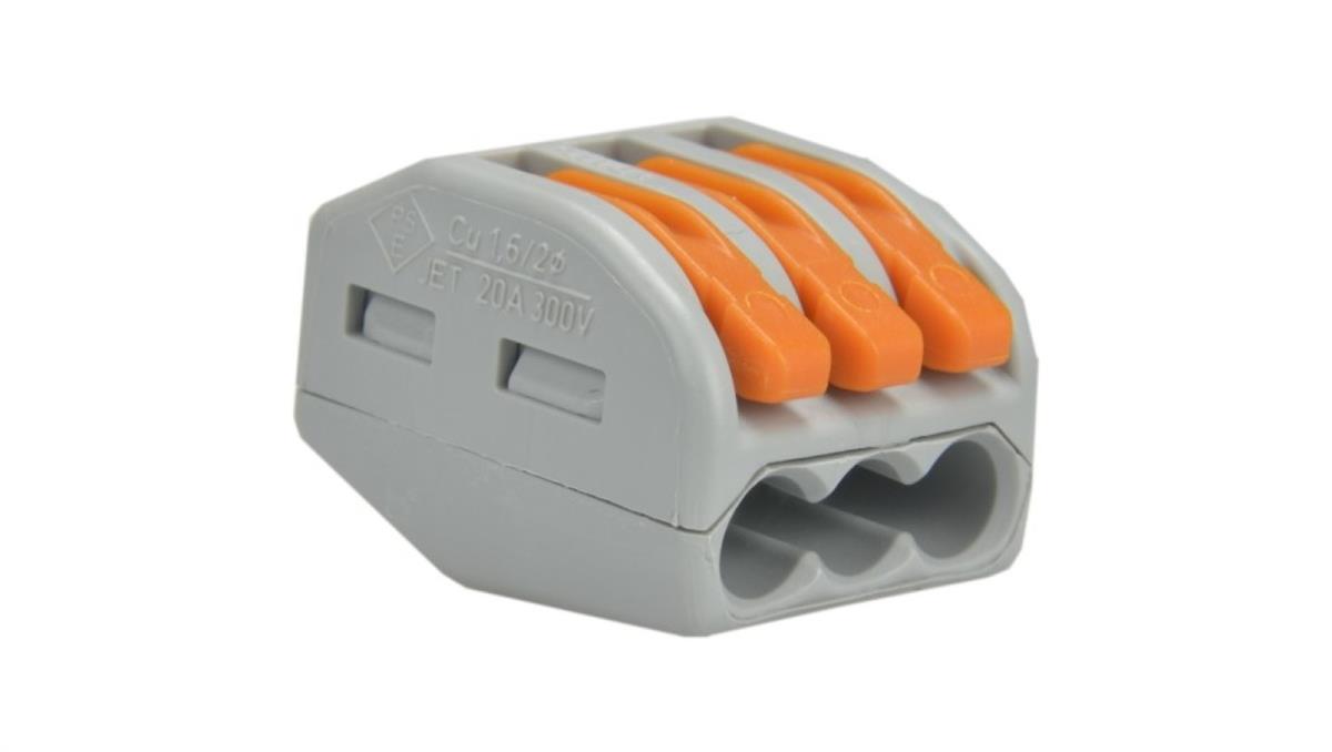 Wago SzybkoZłączka 3x 0,08-4,0mm2 uniwersalna (na drut / na linkę) 400V/32A ORYGINALNA woreczek 10szt. 222-413