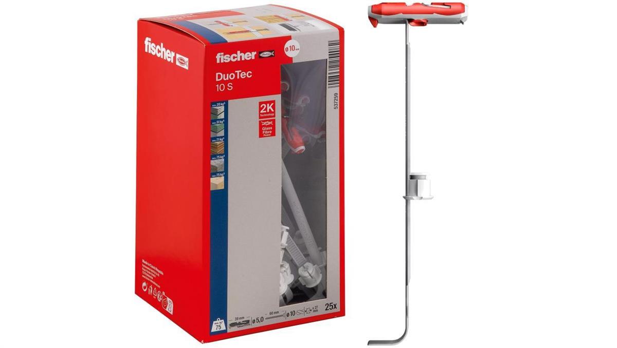 FISCHER Kołki uchylne, zaciskowe uniwersalne do wielu powierzchni DuoTec 10S 10mm z wkrętem 25 sztuk