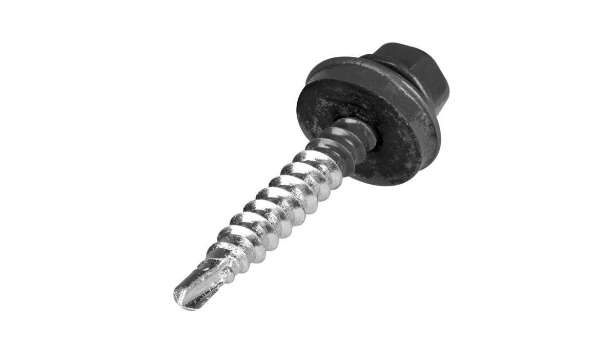 KLIMAS Wkręty farmerskie samowiercące do blachy i drewna z podkładką EPDM 4,8x35mm popielate 250szt