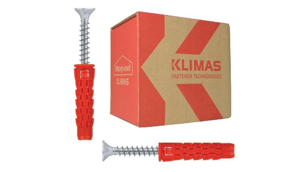 KLIMAS Kołki rozporowe uniwersalne 6,0x30 z wkrętem z łbem stożkowym 4x50 100szt.