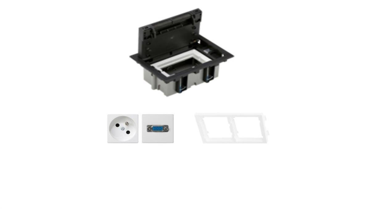KONTAKT SIMON FLOOR BOX puszka podłogowa 1x gniazdo pojedyncze + 1x gniazdo VGA do podłóg technicznych ( podniesionych )