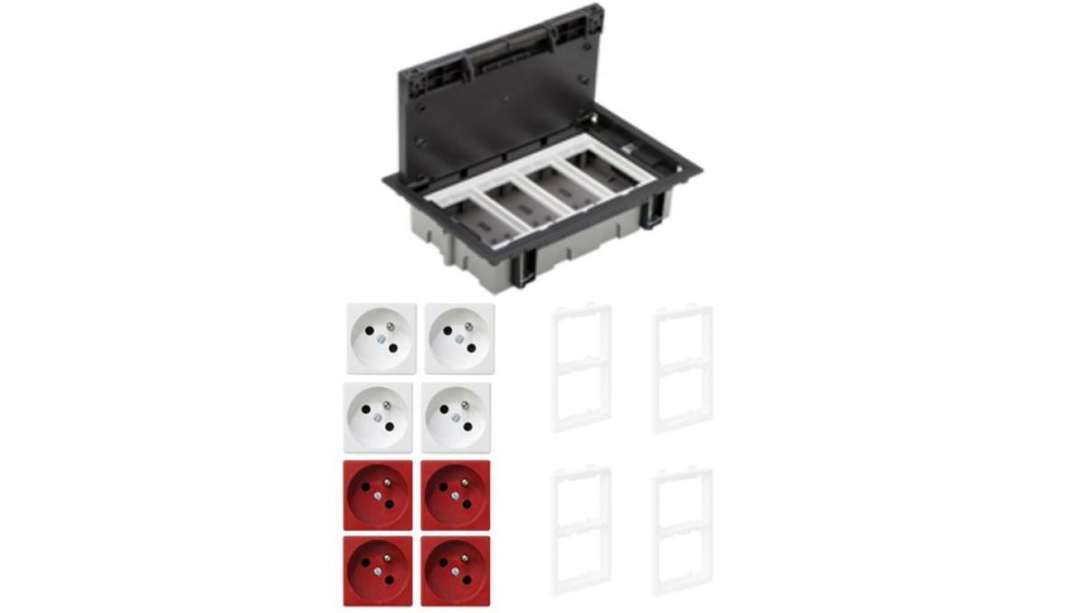 KONTAKT SIMON FLOOR BOX puszka podłogowa 4x gniazdo pojedyncze z/u + 4x gniazdo DATA do podłóg technicznych ( podniesionych )