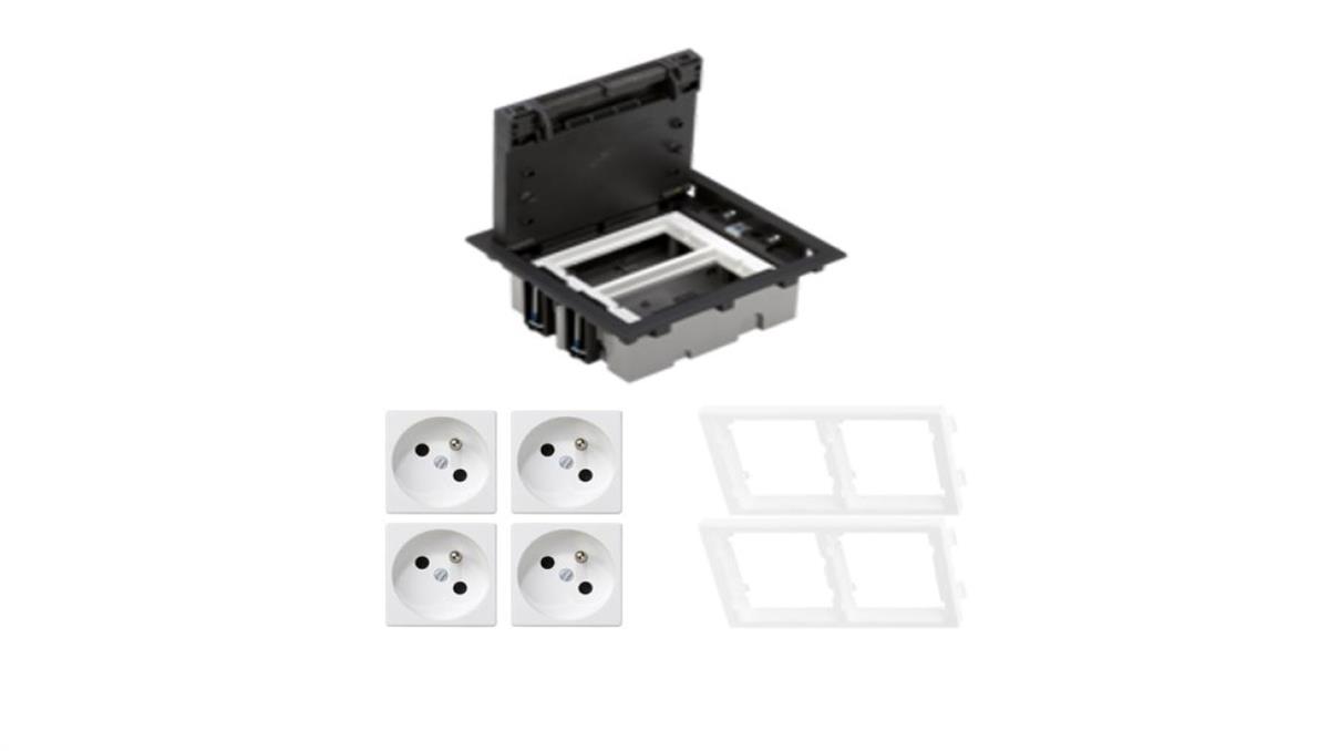KONTAKT SIMON FLOOR BOX puszka podłogowa 4x gniazdo pojedyncze z/u do podłóg technicznych ( podniesionych )