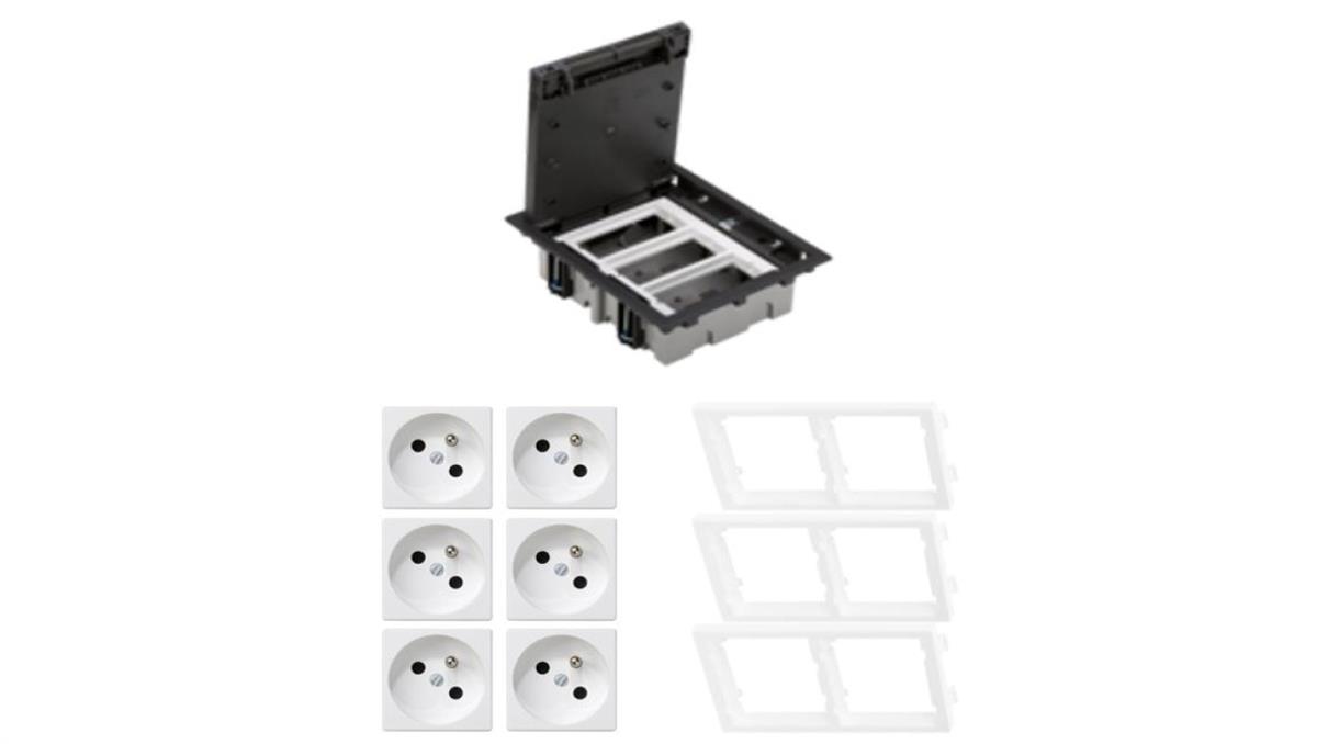 KONTAKT SIMON FLOOR BOX puszka podłogowa 6x gniazdo pojedyncze z/u do podłóg technicznych ( podniesionych )