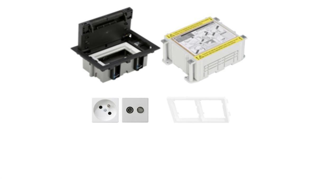 KONTAKT SIMON FLOOR BOX puszka podłogowa 1x gniazdo pojedyncze z/u + 1x gniazdo RTV-SAT + kaseta do wylewki