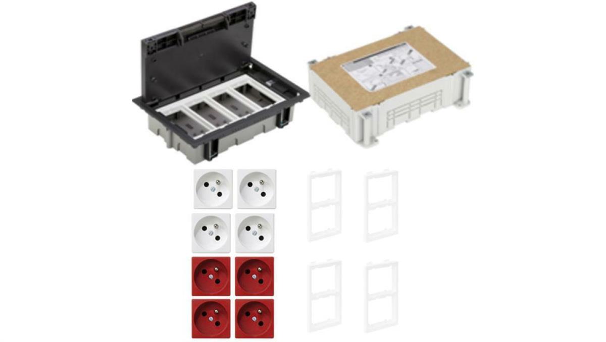 KONTAKT SIMON FLOOR BOX puszka podłogowa 4x gniazdo pojedyncze z/u + 4x gniazdo DATA + kaseta do wylewki