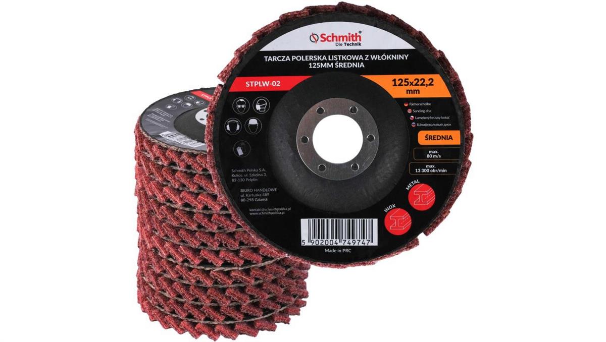 Schmith Tarcza polerska listkowa średnia 125mm filc lamelka z włókniny