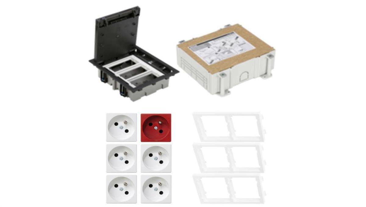 KONTAKT SIMON FLOOR BOX puszka podłogowa 5x gniazdo pojedyncze z/u + 1x gniazdo DATA + kaseta do wylewki