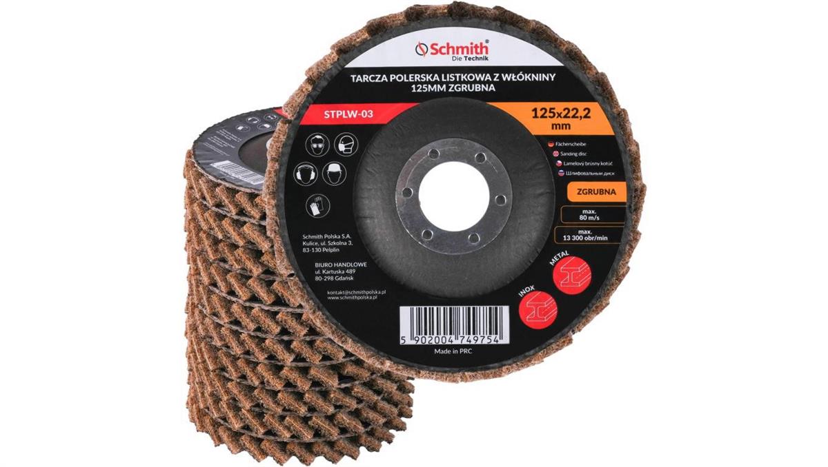 Schmith Tarcza polerska listkowa zgrubna 125mm filc lamelka z włókniny