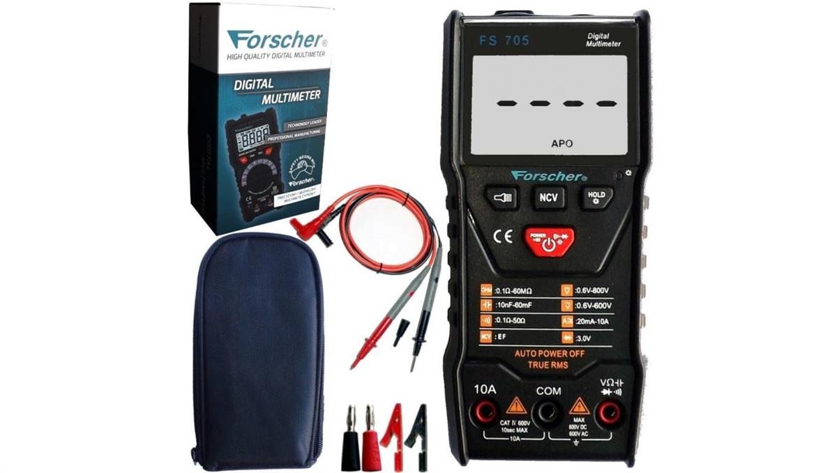 FORSCHER Miernik uniwersalny z pomiarem True RMS multimetr cyfrowy z wyświetlaczem LCD FS705