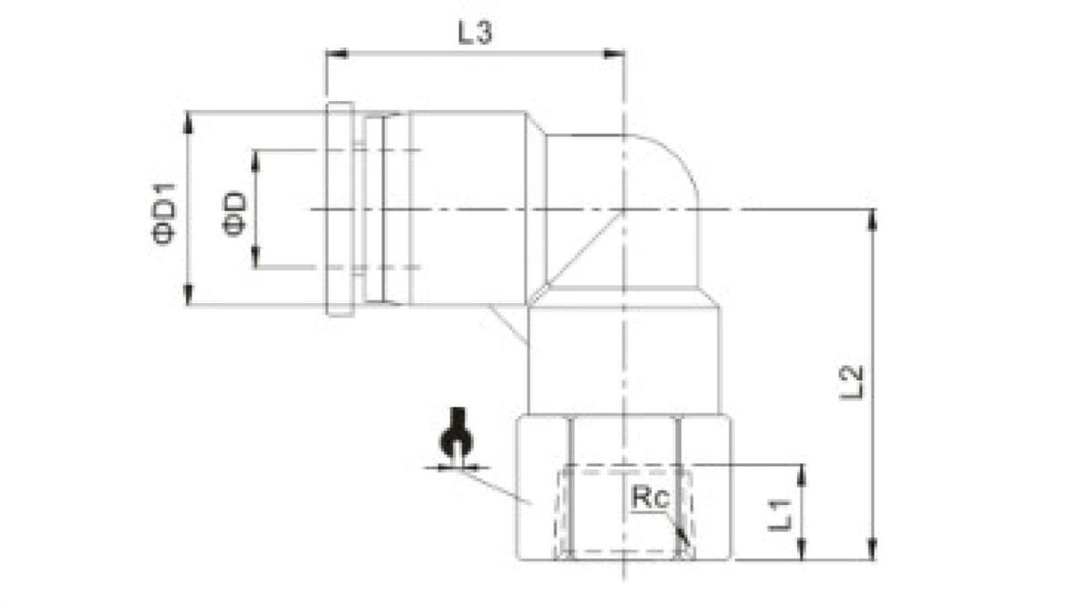 PNEUMAT SYSTEM Złączka pneumatyczna wtykowa kątowa G 1/4 GW do węża fi 8 mm, tworzywo sztuczme