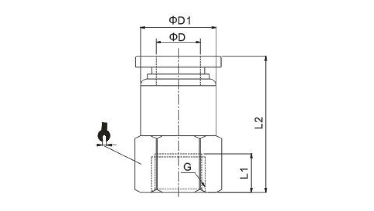 PNEUMAT SYSTEM Złączka wtykowa prosta mosiężna niklowana do węża 12, gwint wewnętrzny G1/4w, 124.014-12