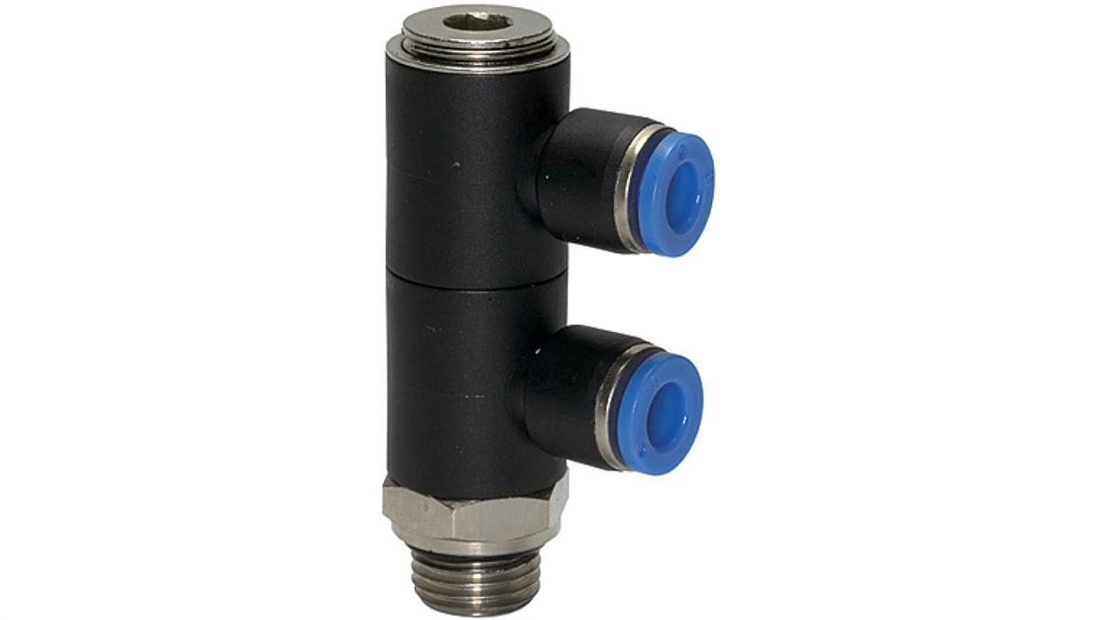 PNEUMAT SYSTEM Rozdzielacz wtykowy podwójny typu banjo z tworzywa sztucznego pod wąż 10, G1/8z, 171.018-10