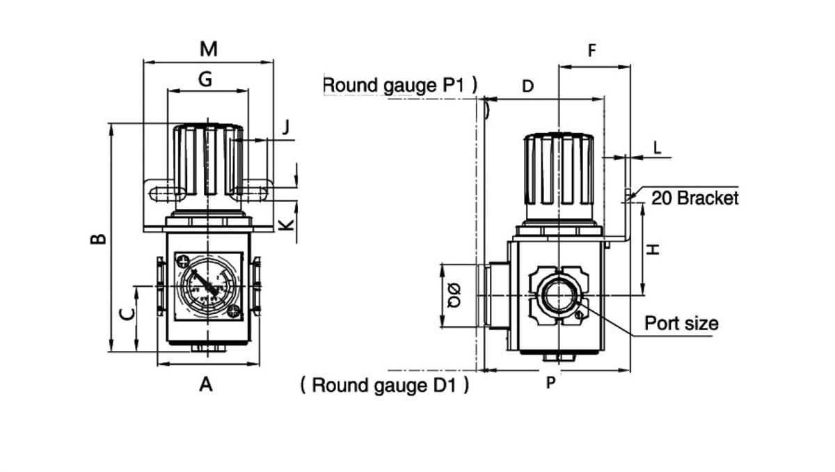 PNEUMAT SYSTEM Reduktor ciśnienia powietrza G 1/4 GW do 10 bar, regulacja 1,5-9 bar