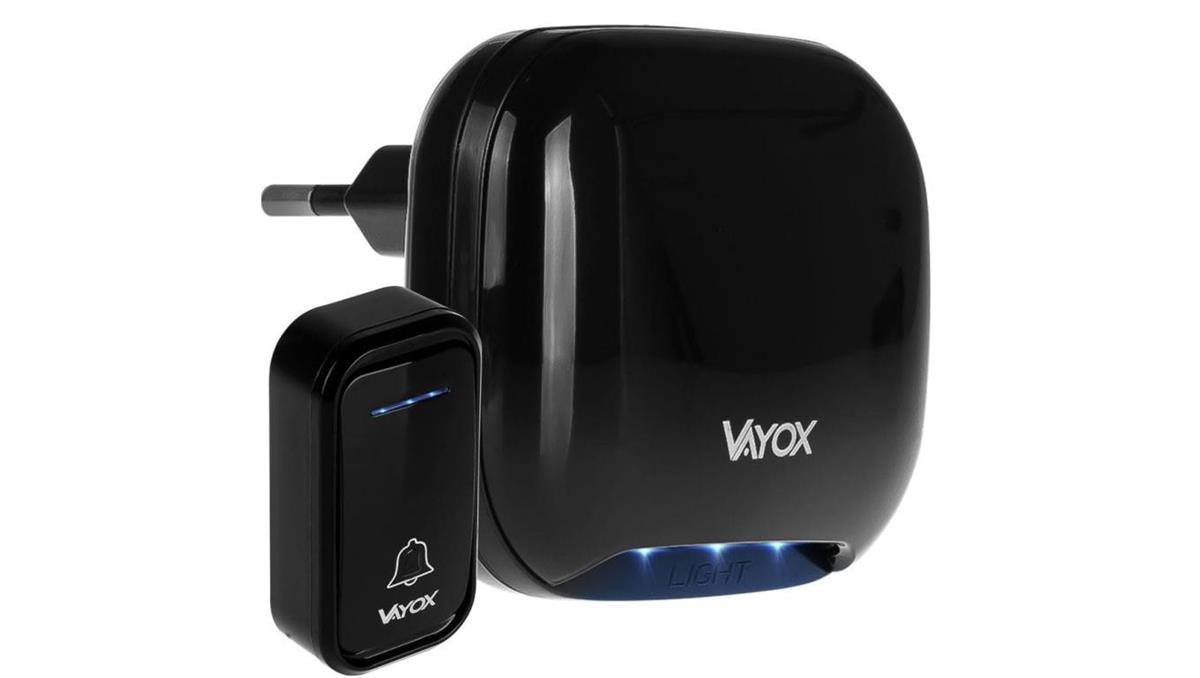 Vayox Dzwonek bezprzewodowy 110-240V / przycisk na baterie czarny VA0286