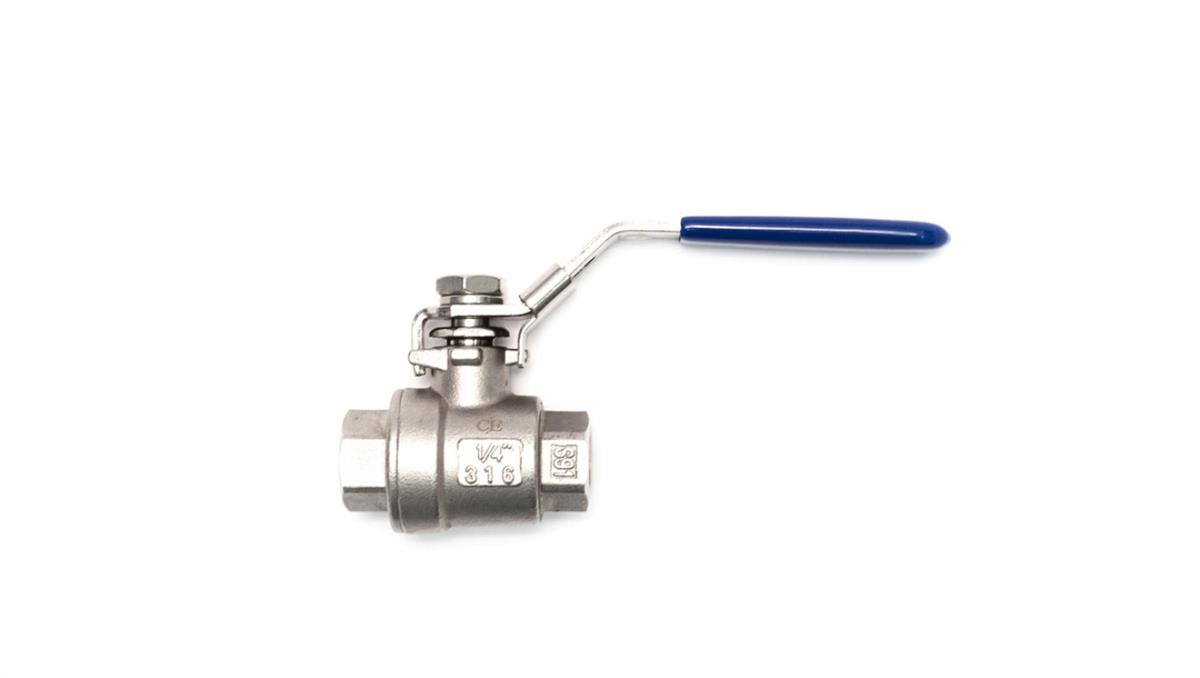 Zawór kulowy gwintowany Flowmatik R 1/2 GW PN63, 2-elementowy z blokadą, stal nierdzewna 316, PTFE