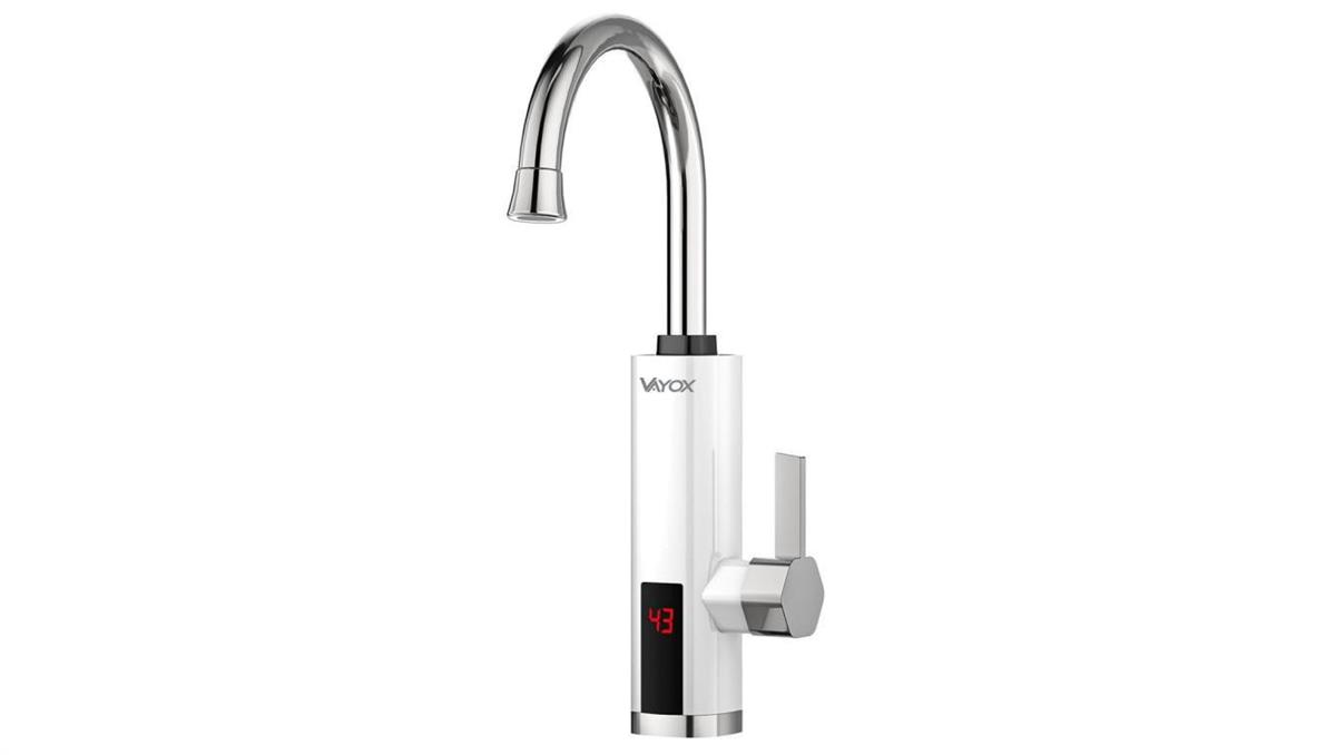 Przepływowy podgrzewacz wody, pionowy, wyświetlacz, biały VA0204 VAYOX