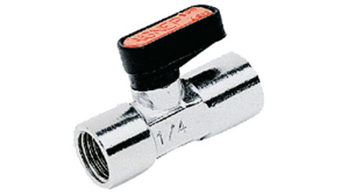Pneumatyczny zawór kulowy mosiężny niklowany z rączką z tworzywa sztucznego gwint 1/4w-1/4w 6300 1/4-1/4