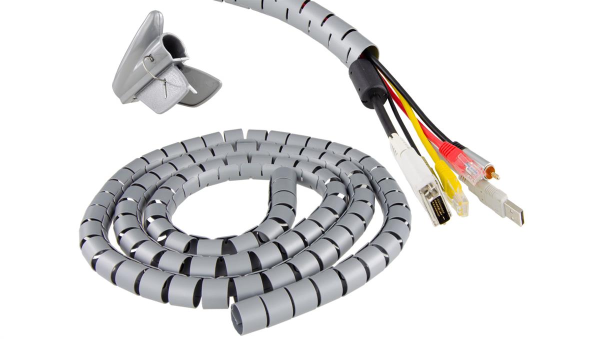 Elastyczny organizer biurkowy do kabli 30mm 2m szary NEKU