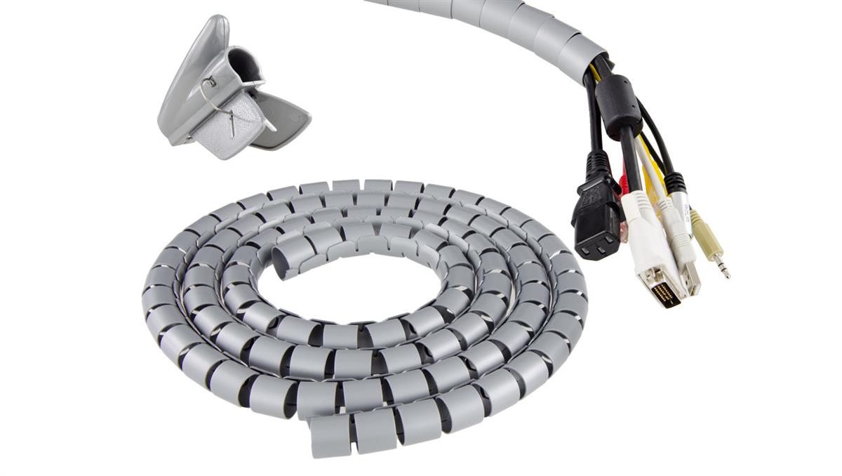 Elastyczny organizer biurkowy do kabli 25mm 2m szary NEKU