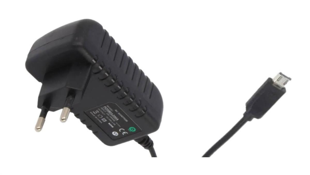 POSB05200A-MICRO Zasilacz impulsowy czarny 10W 5V 2A gniazdo AC:CEE7/16. wtyk DC: micro USB