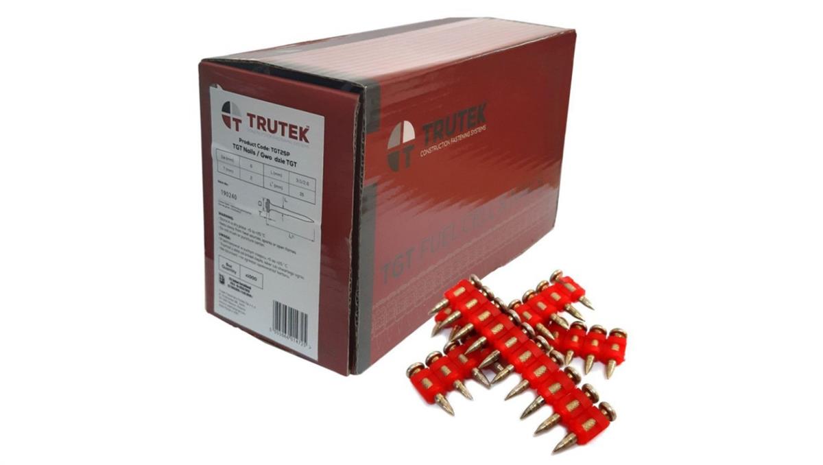 TRUTEK Gwoździe ryflowane TGT PREMIUM 25mm do gwoździarki osadzaka gazowego z gazem (beton/stal) 1000 szt.
