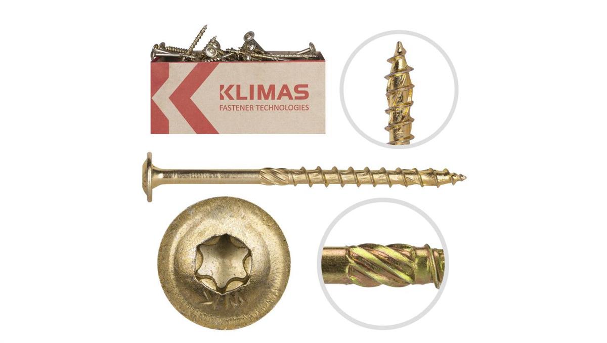 KLIMAS Wkręty ciesielskie z łbem podkładkowym i gniazdem WKCP TX 8,0x160 Wkręt-met /25szt/