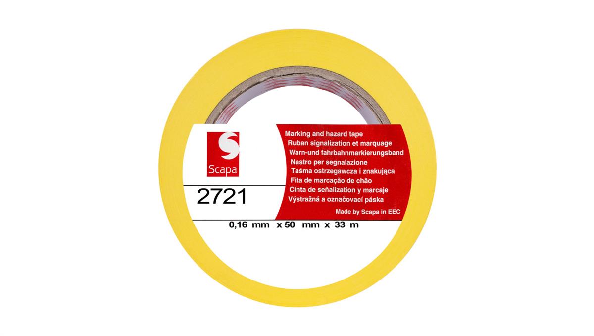 Scapa Taśma oznaczeniowa ostrzegawcza 50mm/33m żółta 2721