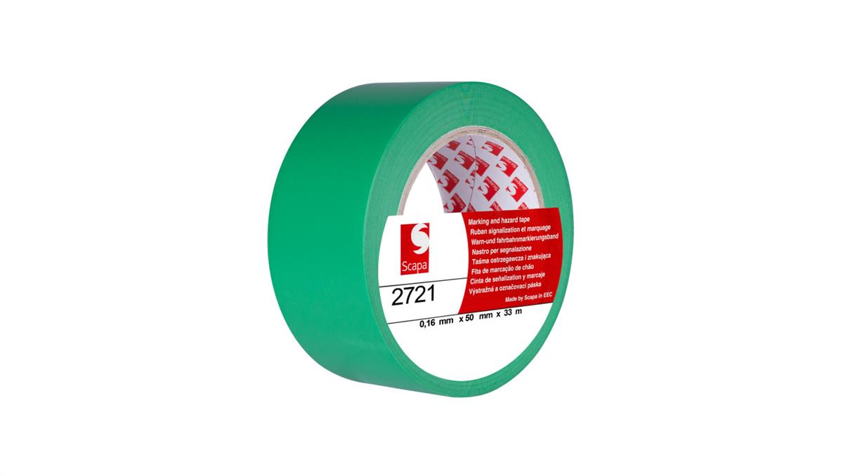 Scapa Taśma oznaczeniowa ostrzegawcza 50mm/33m zielona 2721
