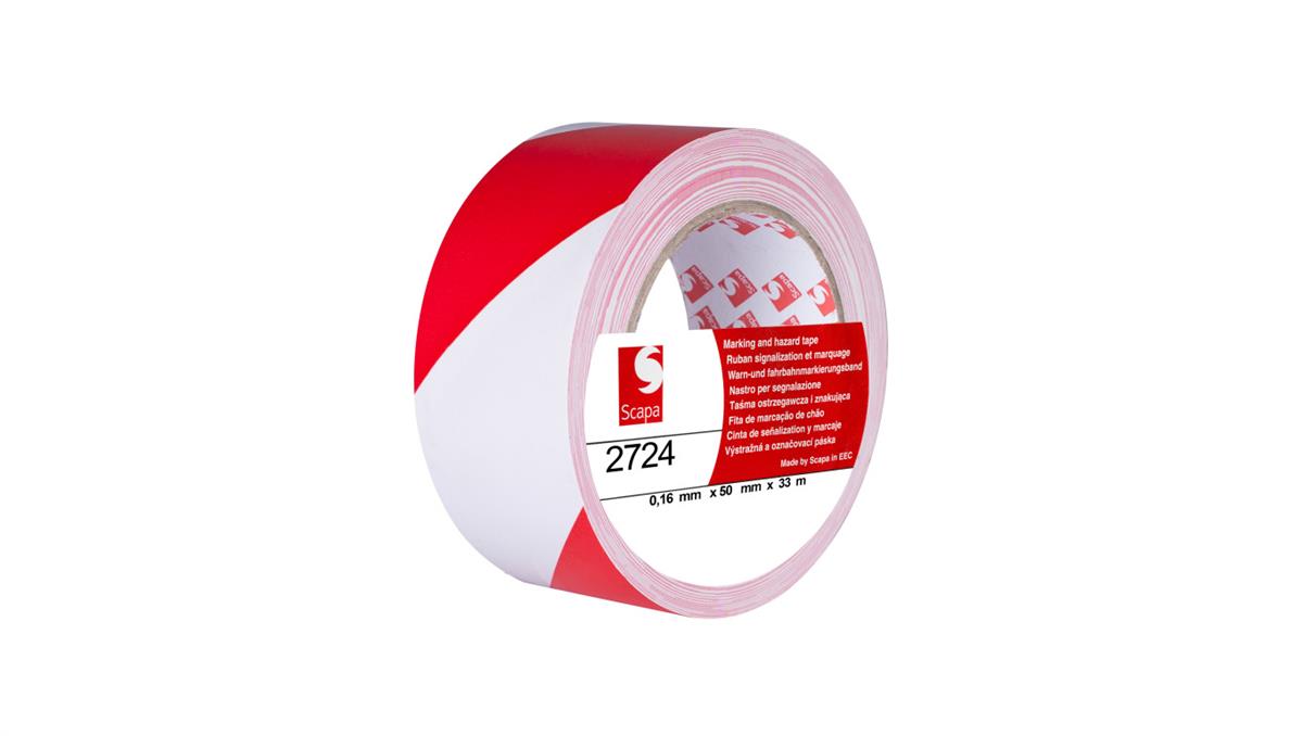 Scapa Taśma ostrzegawcza 50mm/33m biało-czerwona 2724