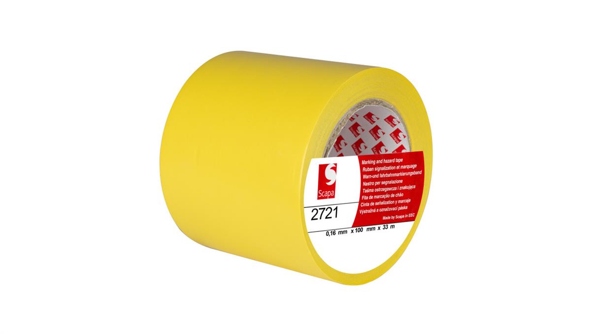 Scapa Taśma oznaczeniowa ostrzegawcza 100mm/33m żółta 2721
