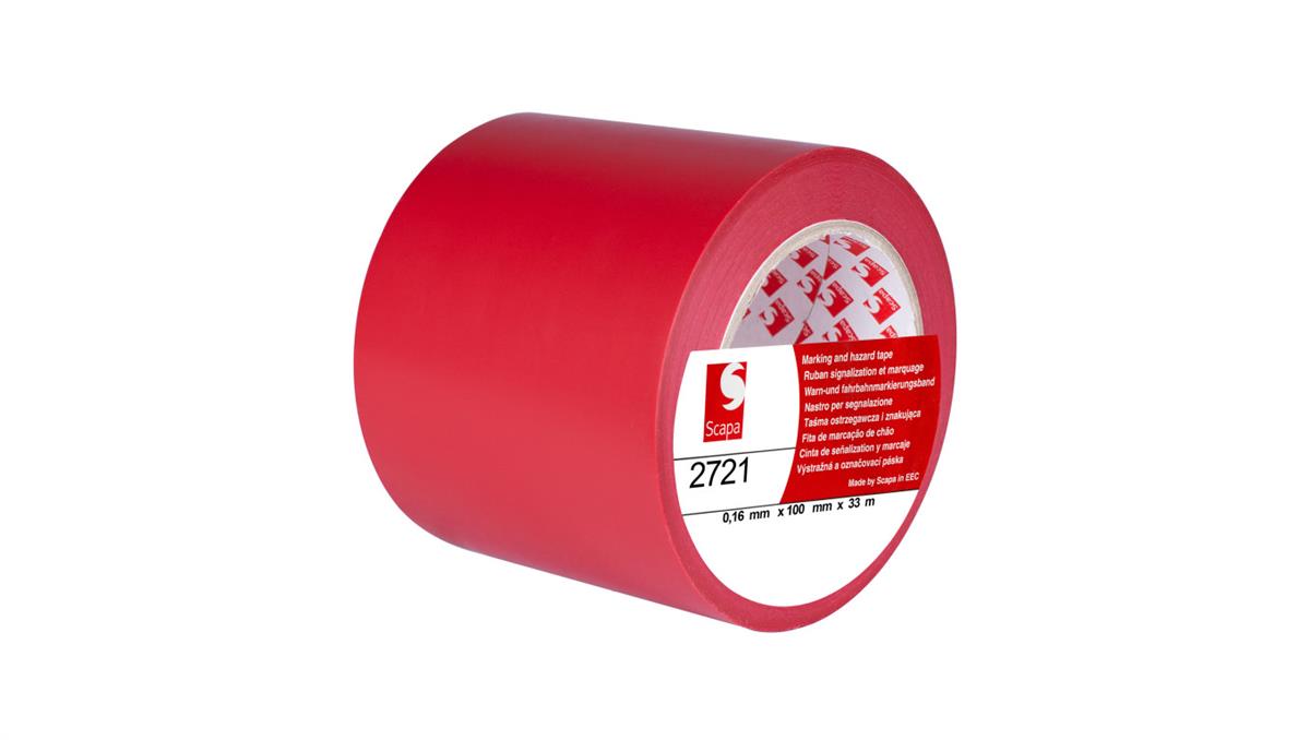 Scapa Taśma oznaczeniowa ostrzegawcza 100mm/33m czerwona 2721