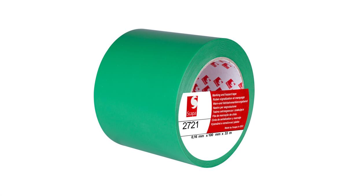 Scapa Taśma oznaczeniowa ostrzegawcza 100mm/33m zielona 2721