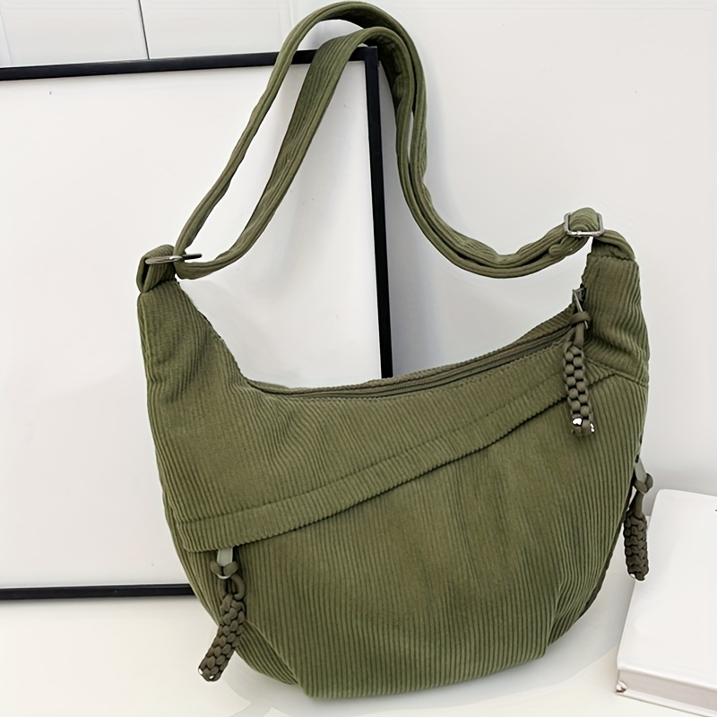 TEMU Idealna Damska Torebka z Kordem Lily z Regulowanym Paskiem - Miękka Torebka na Ramię z Kordu, Idealna do Pracy, Podróży i Codziennego Użytku -