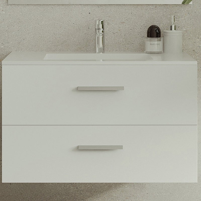 Szafka łazienkowa wisząca z umywalką - Biały - 80 cm - KAYLA