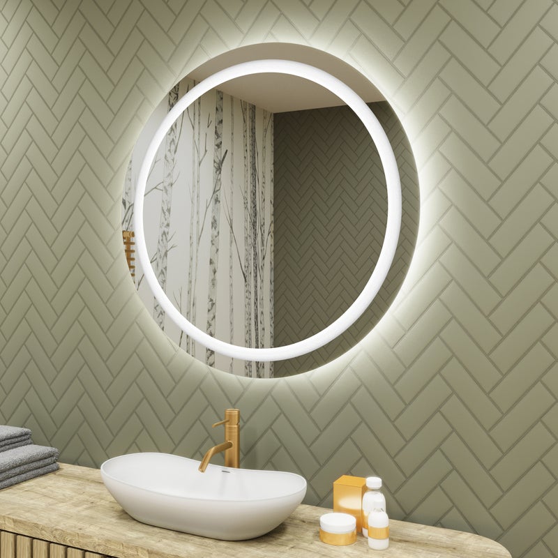 Lustro z oświetleniem LED do łazienki 80x80 cm Lustro ścienne z oświetleniem Chłodna biel 6500K
