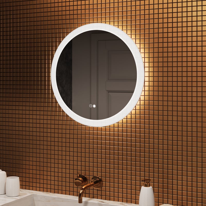 Okrągłe lustro łazienkowe 60 cm, podświetlane, dotykowe, z funkcją przeciwmgielną, DUAL LED Colour System