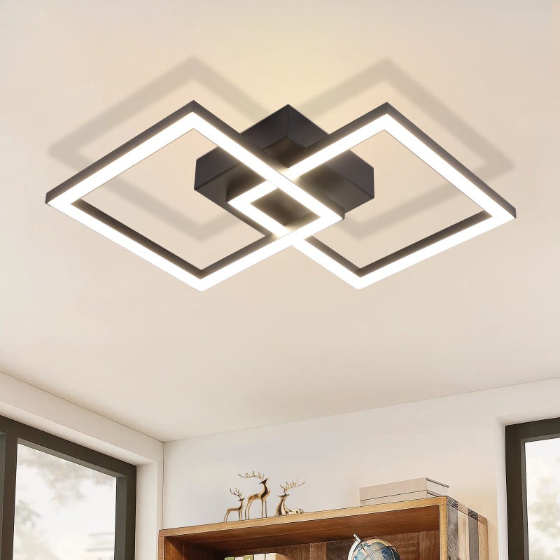 NETTLIFE Kwadratowa lampa sufitowa LED Czarna 24W 4000K Neutralna biel Nowoczesna lampa kuchenna