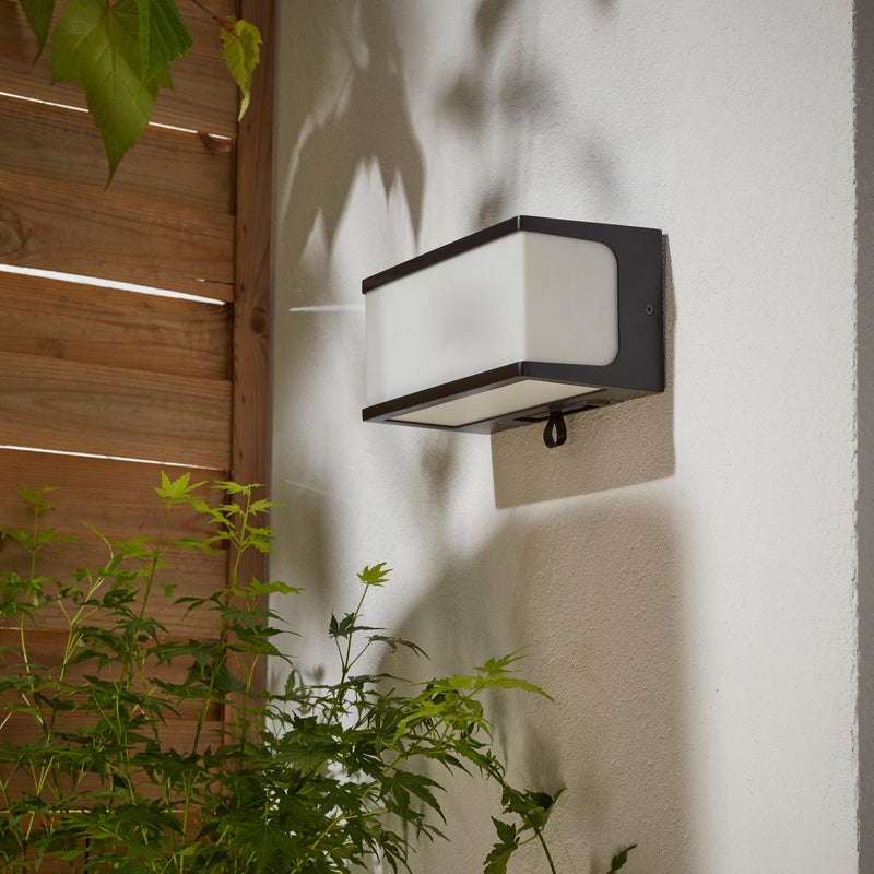 INSPIRE - lampa ścienna LED zewnętrzna TELIN - ściemnialna, solarna - 100/900 lm - 4000K - IP44 - pilot - antracyt