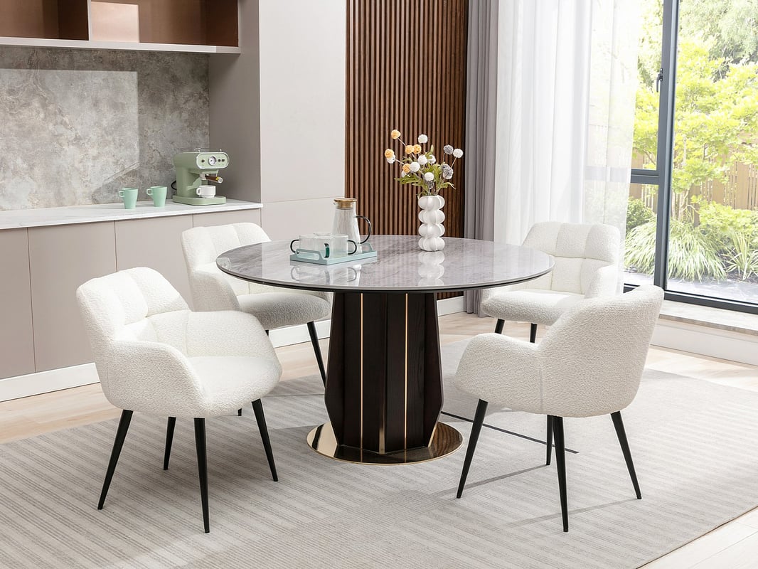 Zestaw 2 krzeseł z podłokietnikami - Bukla i metal - Biały - PEGA