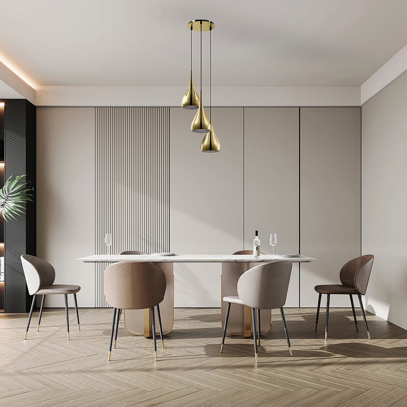 Lampa sufitowa z błyszczącego złotego metalu 3 klosze - szer. 36 x wys. 138 cm - OSARA