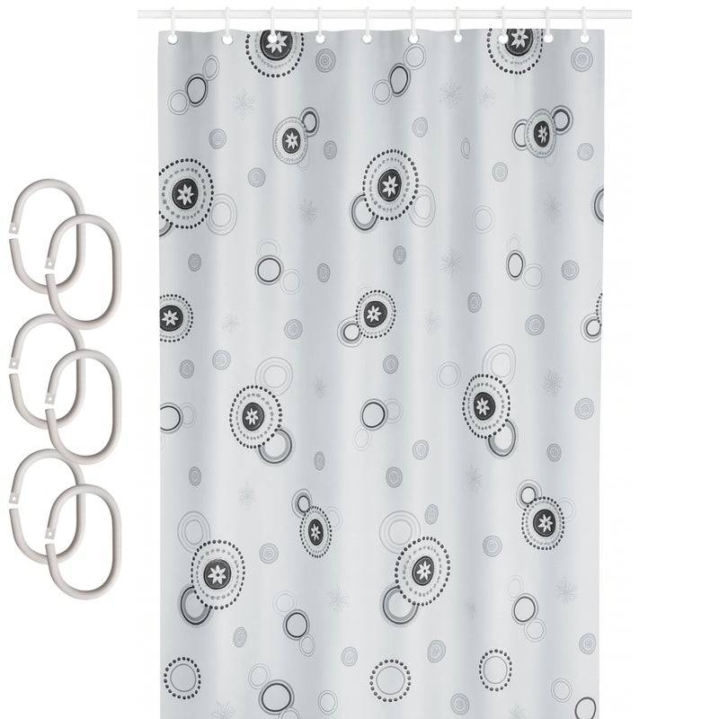 Zasłona prysznicowa Estiva tekstylna 180x200 wzór gwiazdki grafit